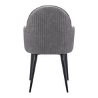 Gray And Black Faux Leather And Steel Dining Arm Chair