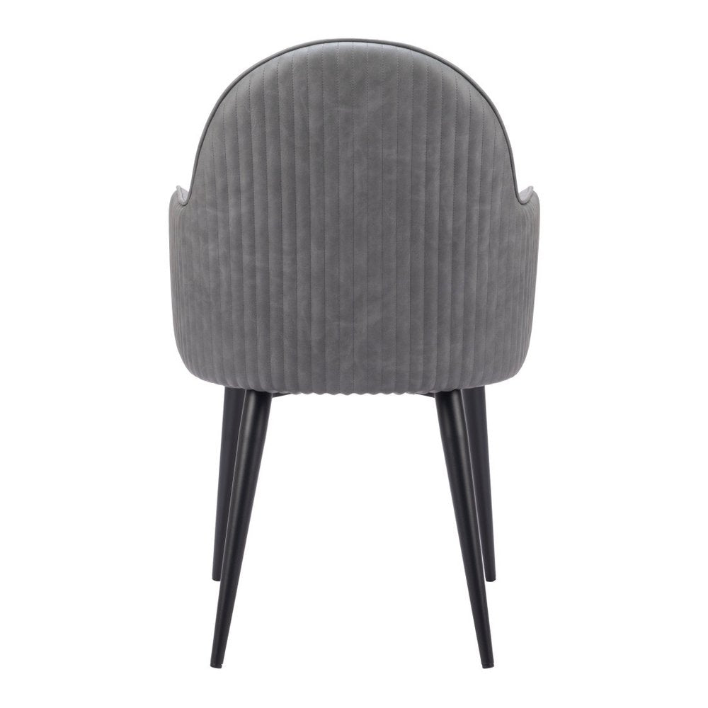 Gray And Black Faux Leather And Steel Dining Arm Chair