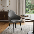 Gray And Black Faux Leather And Steel Dining Arm Chair