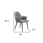 Gray And Black Faux Leather And Steel Dining Arm Chair