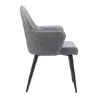Gray And Black Faux Leather And Steel Dining Arm Chair