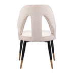 Ivory Black And Gold Faux Shearling And Wood And Steel Open Back Dining Side Chair