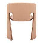 Tan And Beige Fabric And Steel Partially Open Back Dining Arm Chair