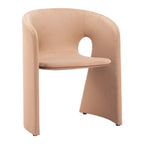 Tan And Beige Fabric And Steel Partially Open Back Dining Arm Chair