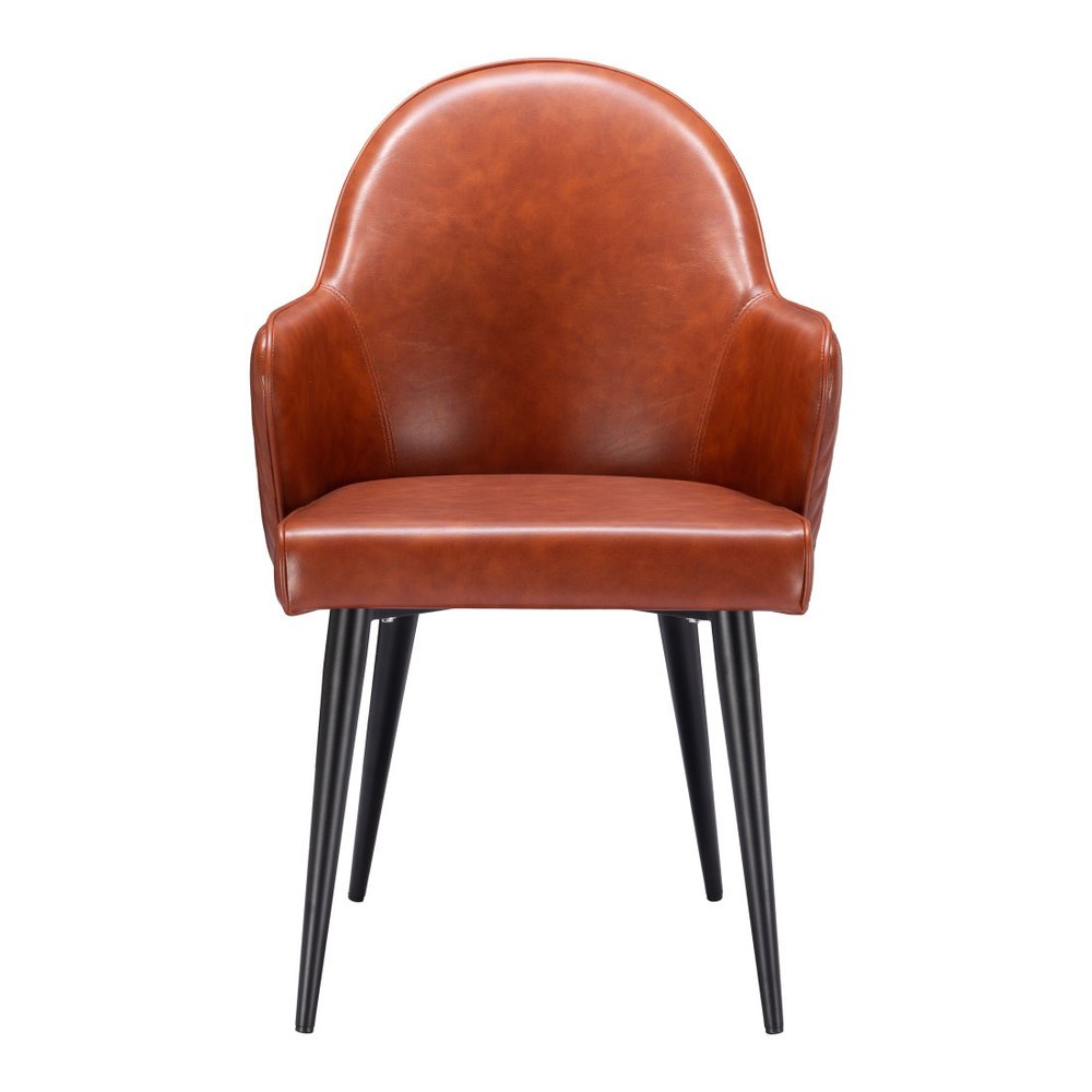 Gray And Black Faux Leather And Steel Dining Arm Chair