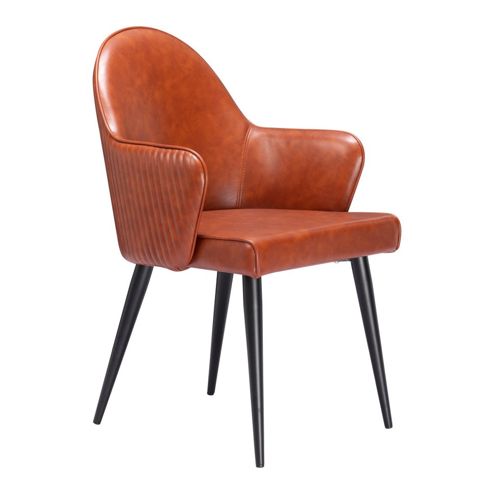 Gray And Black Faux Leather And Steel Dining Arm Chair