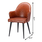 Gray And Black Faux Leather And Steel Dining Arm Chair