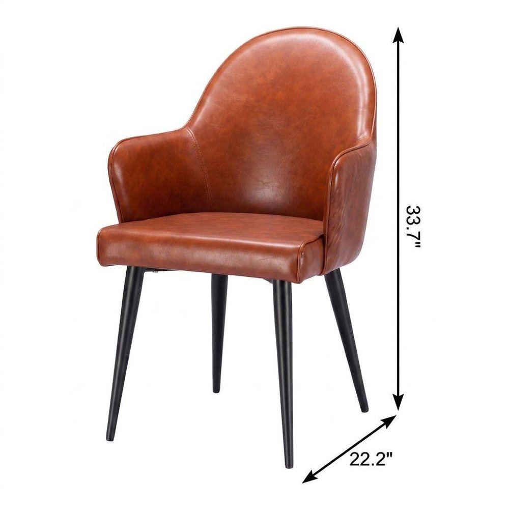 Gray And Black Faux Leather And Steel Dining Arm Chair