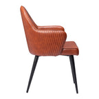 Gray And Black Faux Leather And Steel Dining Arm Chair