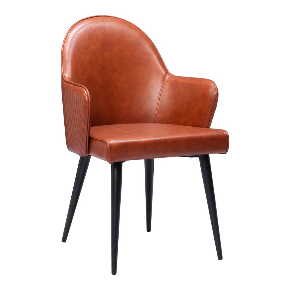Gray And Black Faux Leather And Steel Dining Arm Chair