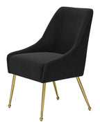Black And Gold Velvet And Steel Dining Arm Chair