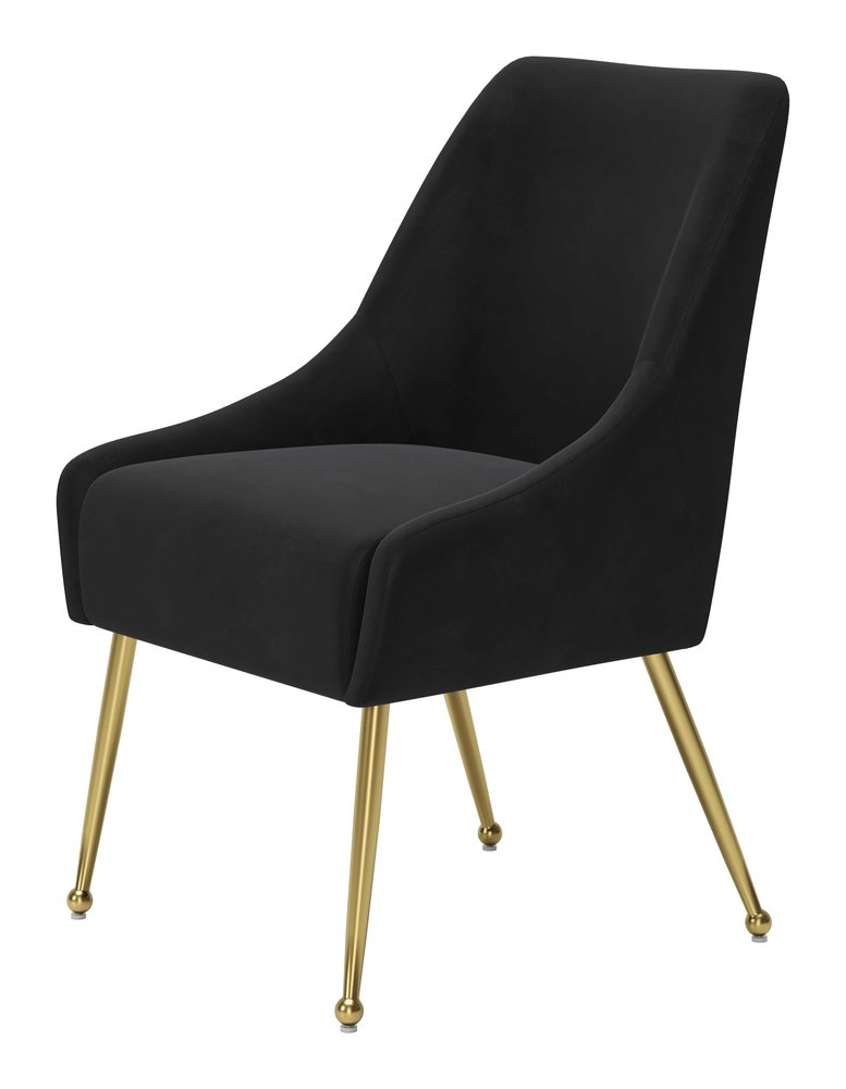 Black And Gold Velvet And Steel Dining Arm Chair