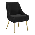Black And Gold Velvet And Steel Dining Arm Chair