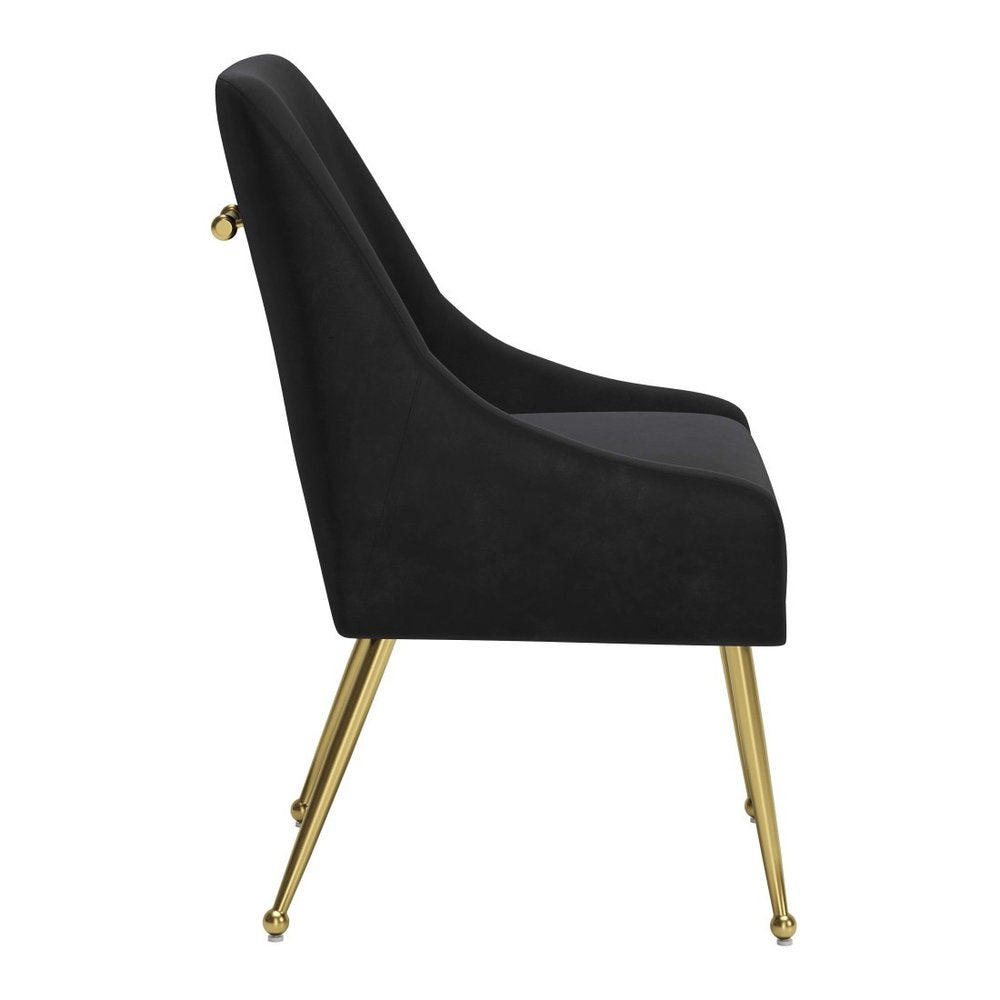 Black And Gold Velvet And Steel Dining Arm Chair