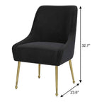 Black And Gold Velvet And Steel Dining Arm Chair