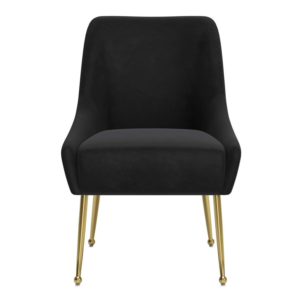 Black And Gold Velvet And Steel Dining Arm Chair