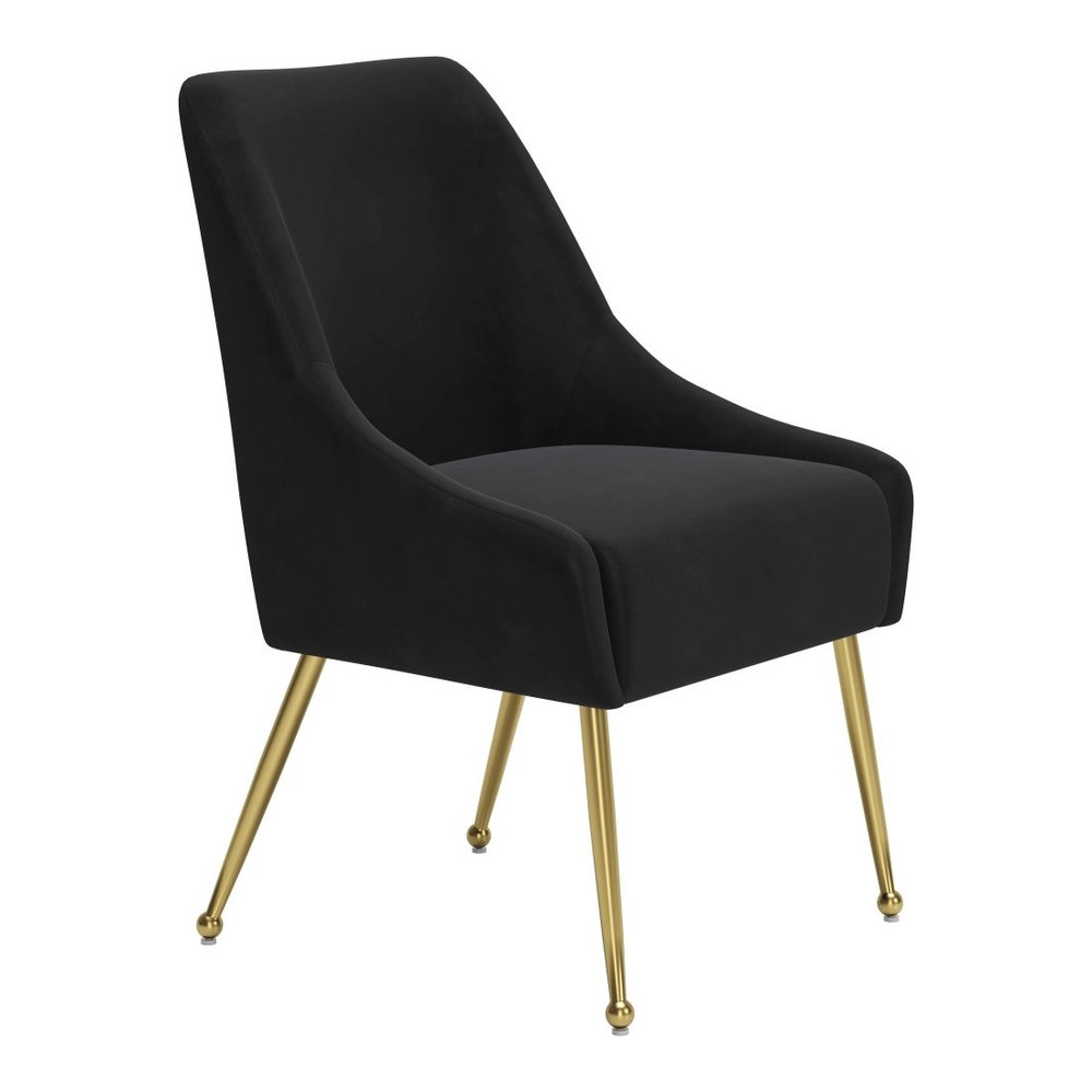 Black And Gold Velvet And Steel Dining Arm Chair
