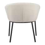 Ivory And Black Faux Shearling And Wood And Steel Dining Arm Chair