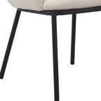 Ivory And Black Faux Shearling And Wood And Steel Dining Arm Chair