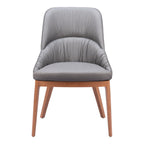 Set of Two Slate Gray And Natural Faux Leather And Steel Dining Side Chairs