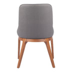 Set of Two Slate Gray And Natural Faux Leather And Steel Dining Side Chairs