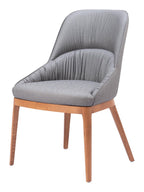 Set of Two Slate Gray And Natural Faux Leather And Steel Dining Side Chairs