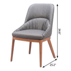 Set of Two Slate Gray And Natural Faux Leather And Steel Dining Side Chairs