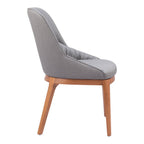 Set of Two Slate Gray And Natural Faux Leather And Steel Dining Side Chairs