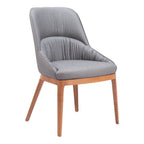 Set of Two Slate Gray And Natural Faux Leather And Steel Dining Side Chairs