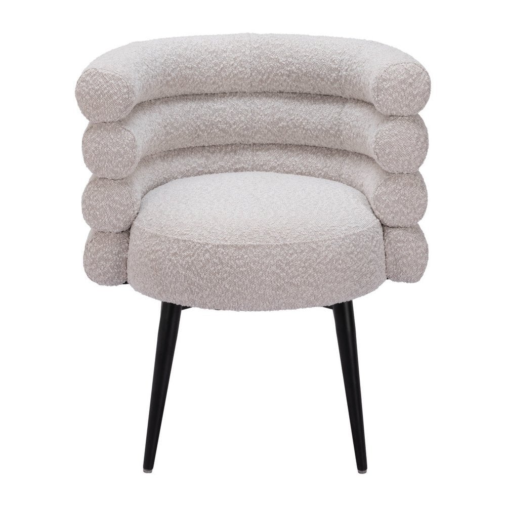 Gray And Black Faux Shearling And Wood And Steel Dining Arm Chair