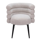 Gray And Black Faux Shearling And Wood And Steel Dining Arm Chair
