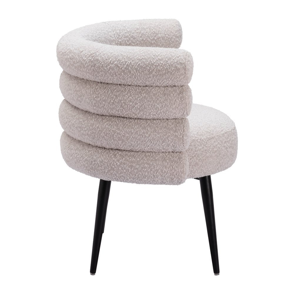 Gray And Black Faux Shearling And Wood And Steel Dining Arm Chair