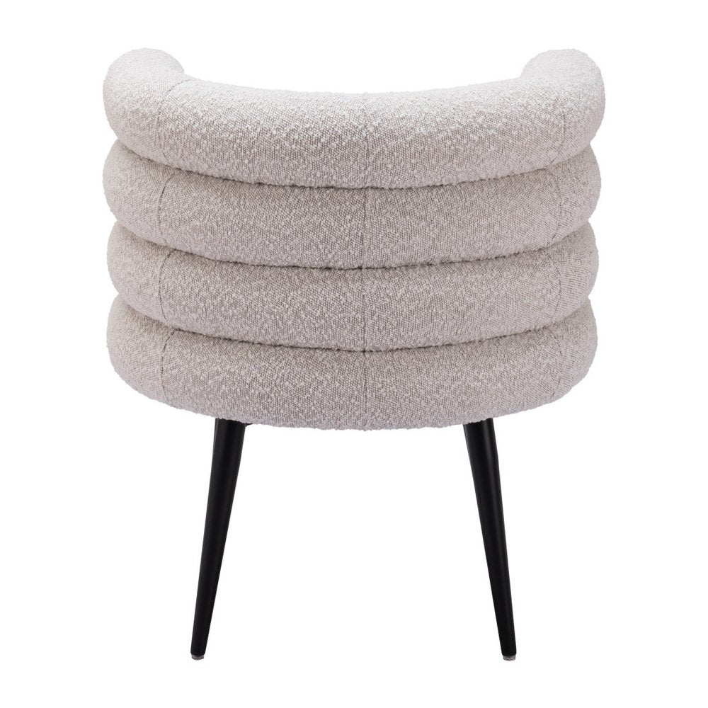 Gray And Black Faux Shearling And Wood And Steel Dining Arm Chair