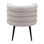 Gray And Black Faux Shearling And Wood And Steel Dining Arm Chair