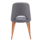 Set of Two Gray And Brown Fabric And Solid Wood Partially Open Back Dining Side Chairs