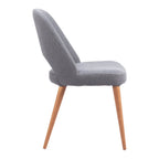 Set of Two Gray And Brown Fabric And Solid Wood Partially Open Back Dining Side Chairs