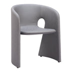 Tan And Beige Fabric And Steel Partially Open Back Dining Arm Chair