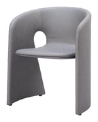 Tan And Beige Fabric And Steel Partially Open Back Dining Arm Chair