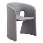 Tan And Beige Fabric And Steel Partially Open Back Dining Arm Chair