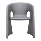 Tan And Beige Fabric And Steel Partially Open Back Dining Arm Chair