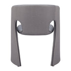 Tan And Beige Fabric And Steel Partially Open Back Dining Arm Chair