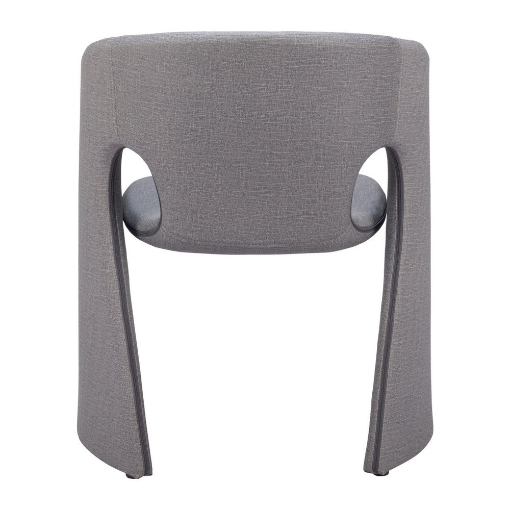Tan And Beige Fabric And Steel Partially Open Back Dining Arm Chair