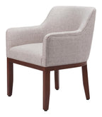 Gray And Brown Upholstery And Wood Dining Arm Chair