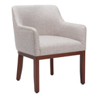 Gray And Brown Upholstery And Wood Dining Arm Chair