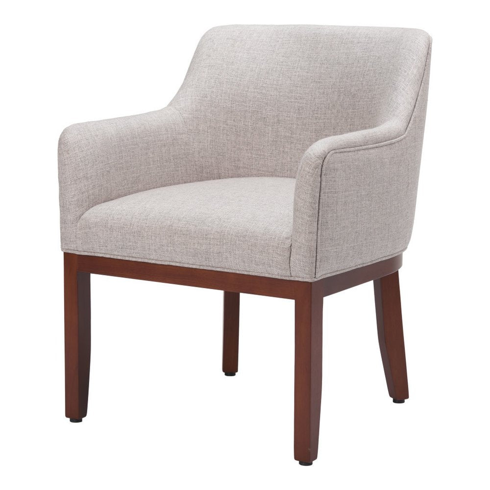 Gray And Brown Upholstery And Wood Dining Arm Chair