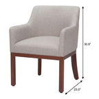 Gray And Brown Upholstery And Wood Dining Arm Chair