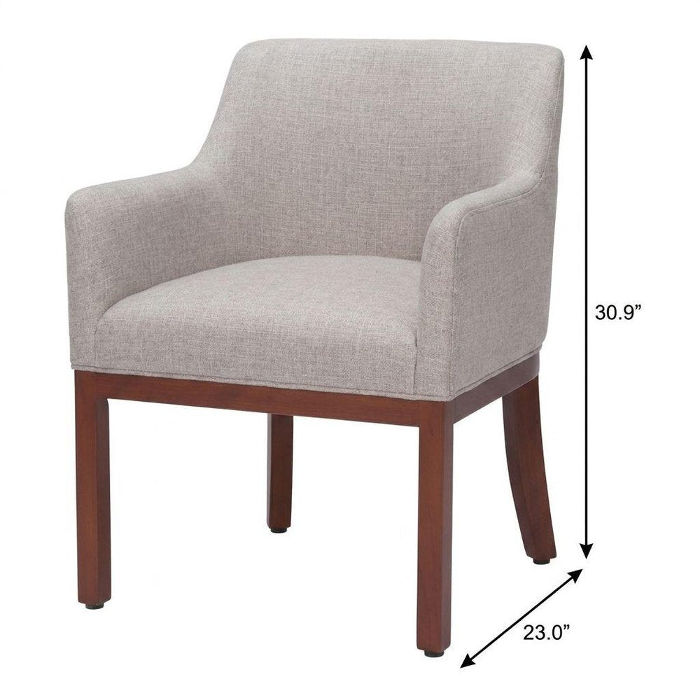 Gray And Brown Upholstery And Wood Dining Arm Chair