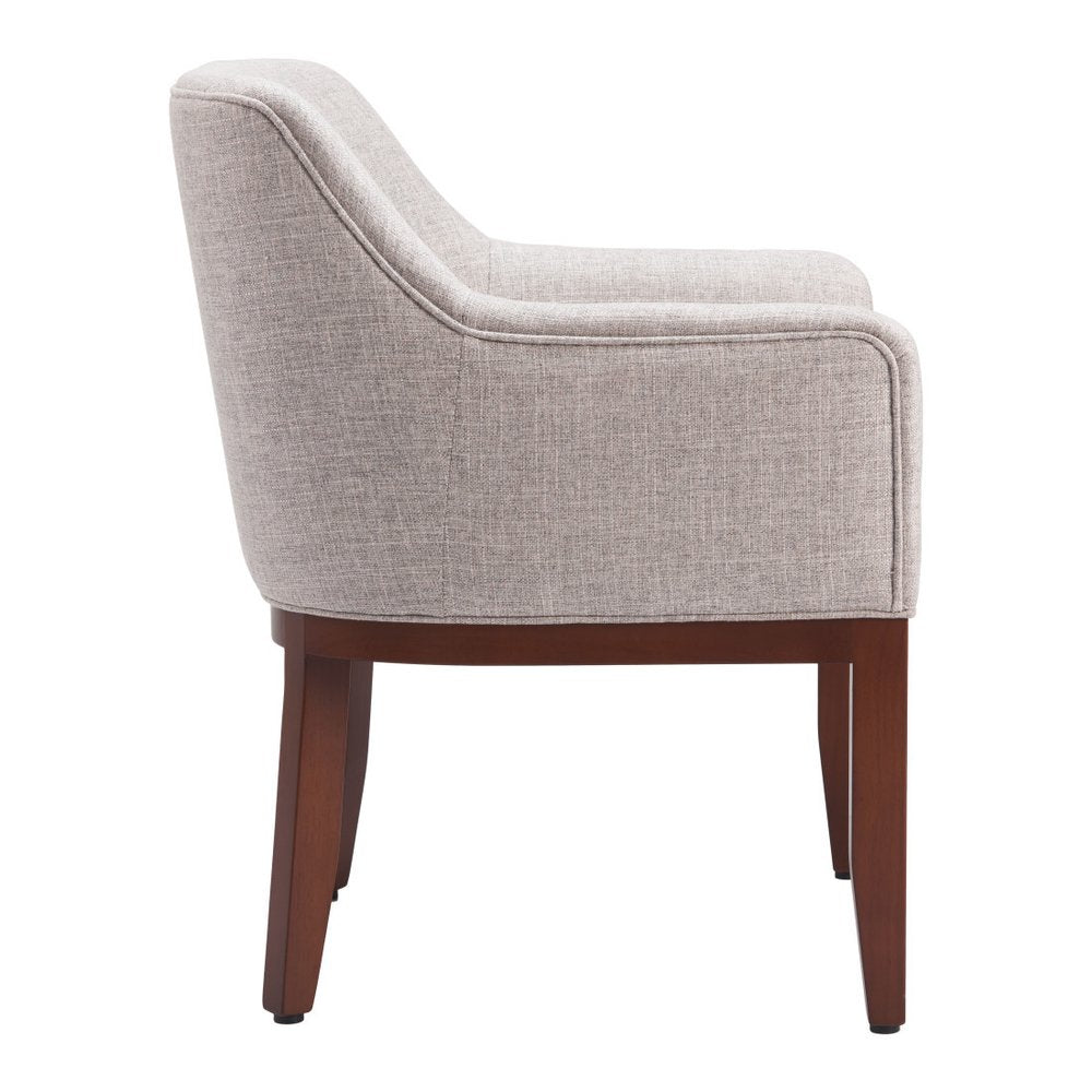 Gray And Brown Upholstery And Wood Dining Arm Chair