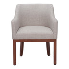 Gray And Brown Upholstery And Wood Dining Arm Chair
