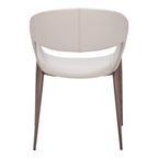 Set of Two Beige and Brown Upholstered Faux Leather Open Back Dining Arm Chairs